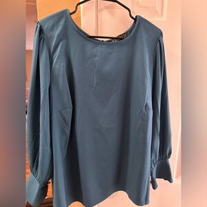 Eloquii Teal Long Sleeve Blouse